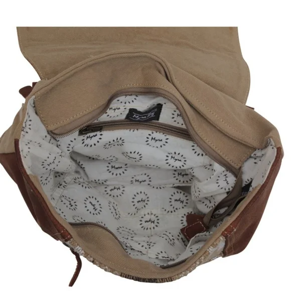 NWT Myra Bag Boho Leather & Canvas Backpack Bag - Picture 6 of 7